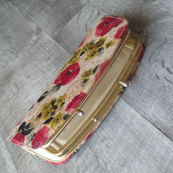 Vintage Floral Tapestry Kiss Lock Wallet 1960 - Picture 6 of 8